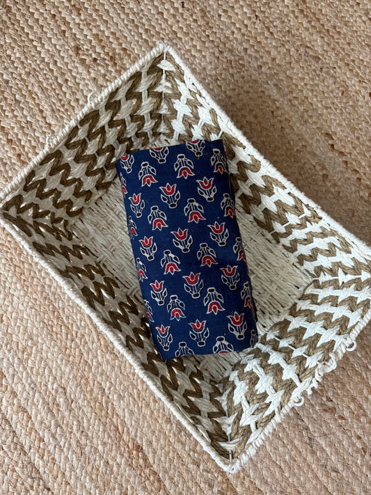 Blue ajrakh handcrafted natural dye printed fabric