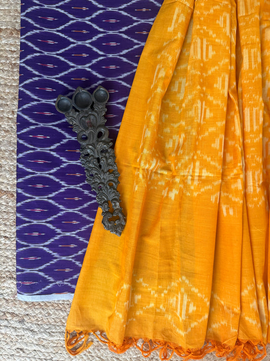 TRUE PURPLE MERCHANDISE COTTON HANWOVEN KURTA WITH IKKAT PURE COTTON SILK PATOLA HANDWOVEN DUPATTA