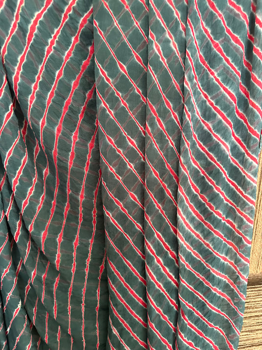 Slate gay leheriya handcrafted chiffon sari