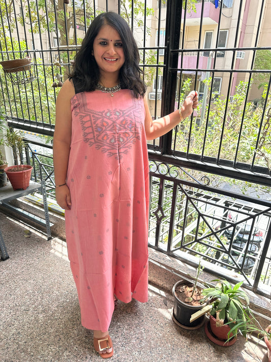 LIGHT PEACH MULL JAMDANI KURTA