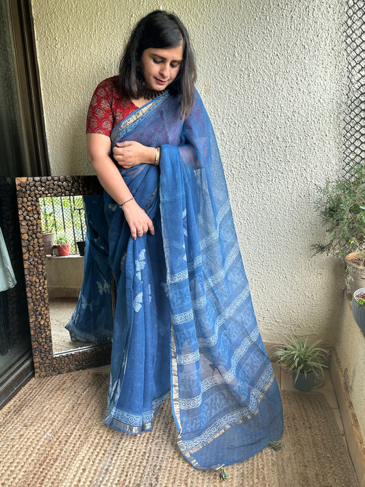 INDIGO AKOLA KOTA DORIA HANDBLOCK SARI