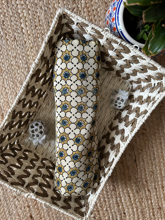 BEIGE AJRAKH MODAL HANDCRAFTED NATURAL DYE PRINTED FABRIC MF-3
