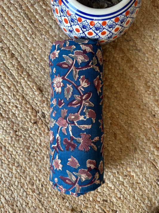 NEVY BLUE JAYPURI HANDCRAFTED NATURAL DYE PRINTED FABRIC CF - 1