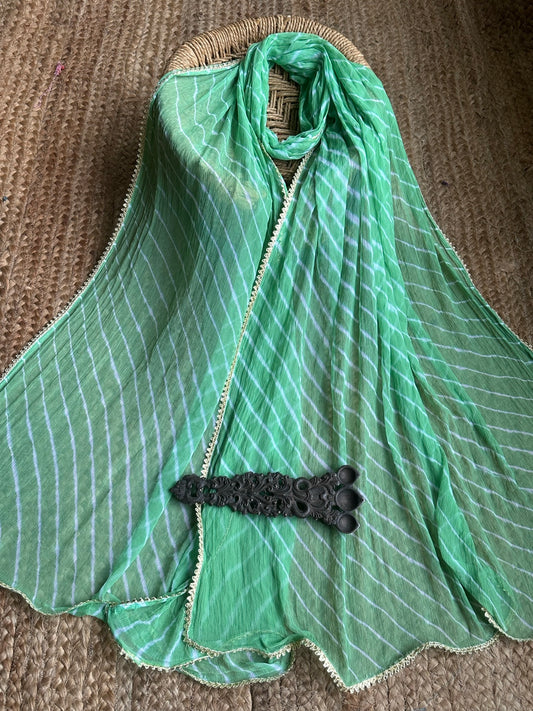 MINT GREEN CHIFFON LEHERIYA DUPATTA