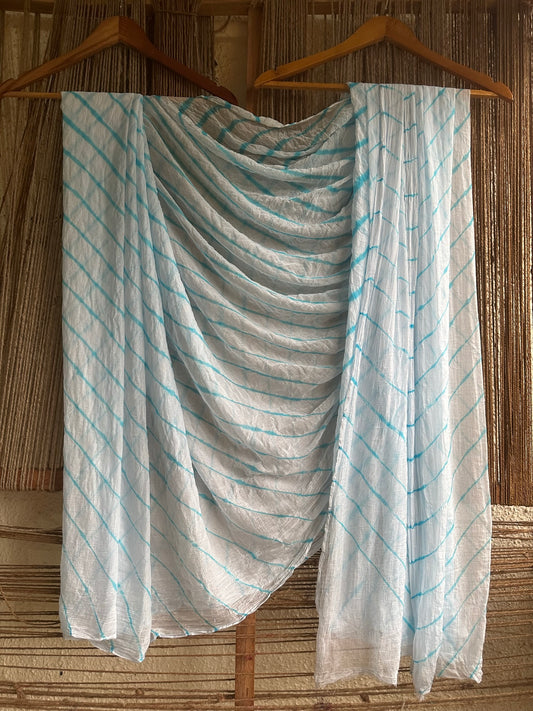 CREAM MULTI LEHERIYA HANDCRAFTEDCHIFFON SARI CL-54