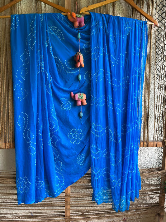 BLUE BANDHANI CHIFFON SARI CB-3