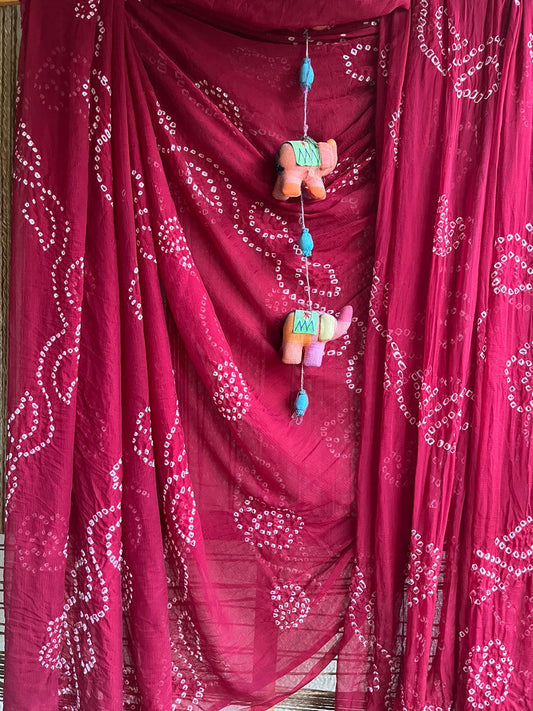 MAROON BANDHANI CHIFFON SARI CB-5