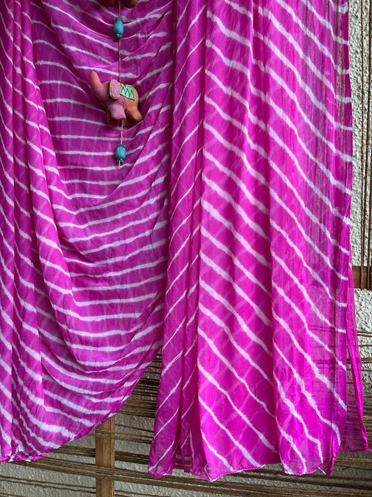 PINK LEHERIYA HANDCRAFTED CHIFFON SARI CL-103