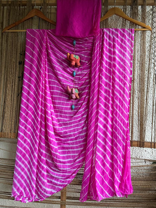 PINK LEHERIYA HANDCRAFTED CHIFFON SARI CL-103