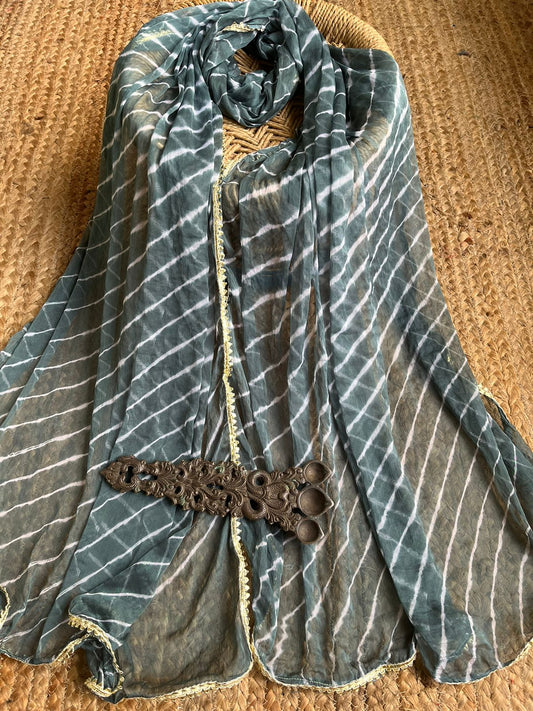 GREY CHIFFON LEHERIYA DUPATTA