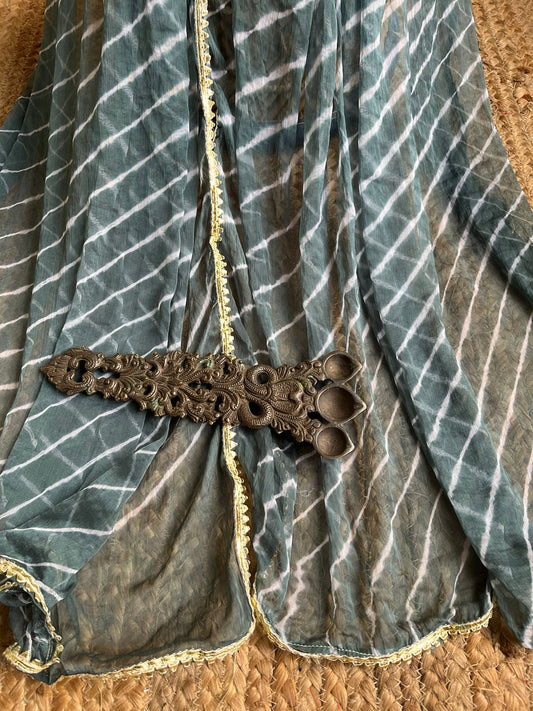 GREY CHIFFON LEHERIYA DUPATTA