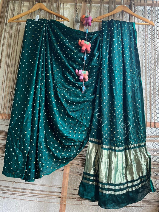 CASTLETON GREEN MODAL SILK BANDHANI SARI
