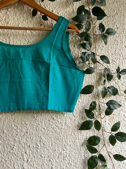 TEAL BLUE BLOUSE WITH SIDE ZIP