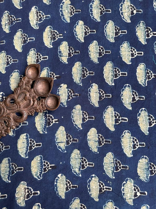 INDIGO BLUE AJRAKH HANDBLOCK COTTON FABRIC