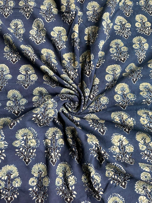 INDIGO BLUE AJRAKH HANDBLOCK COTTON FABRIC