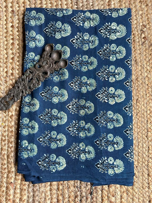 INDIGO BLUE AJRAKH HANDBLOCK COTTON FABRIC