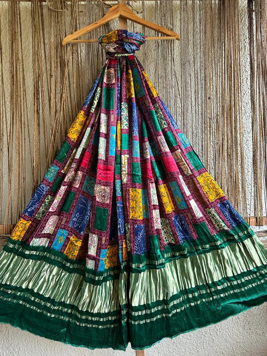 MULTI GREEN BANDHANI PRINT PATOLA MODAL SILK DUPATTA