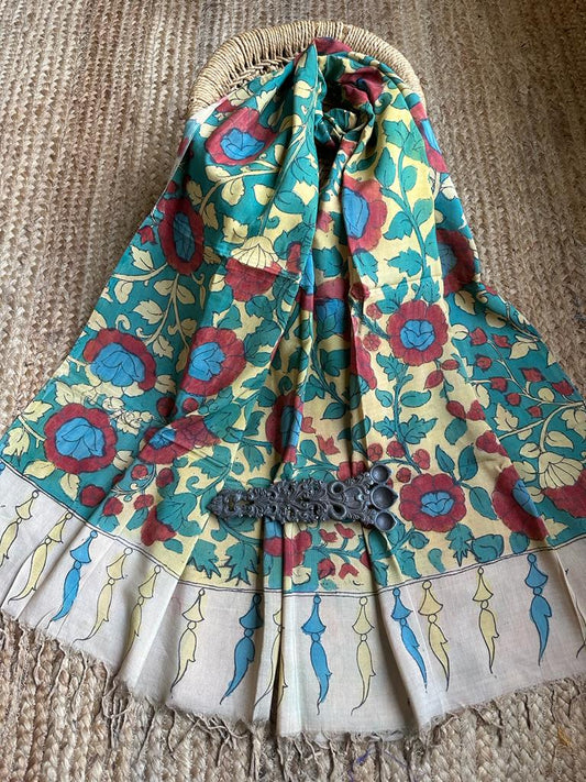 KALAMKARI HANDPAINTED SILK DUPATTA