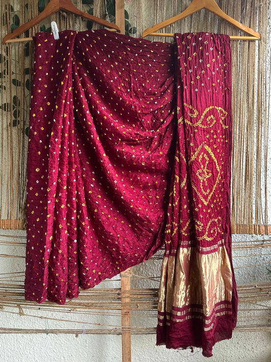 MAROON MODAL SILK BANDHANI SARI
