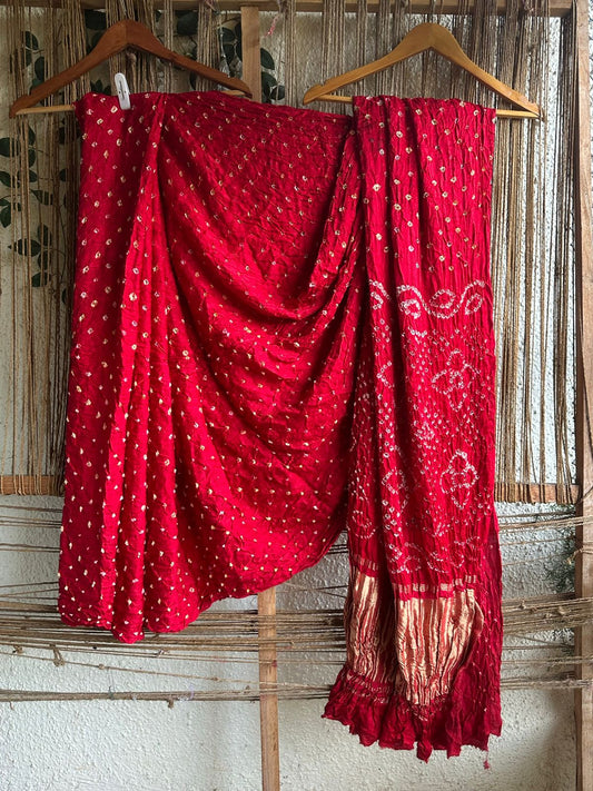 RED MODAL SILK BANDHANI SARI