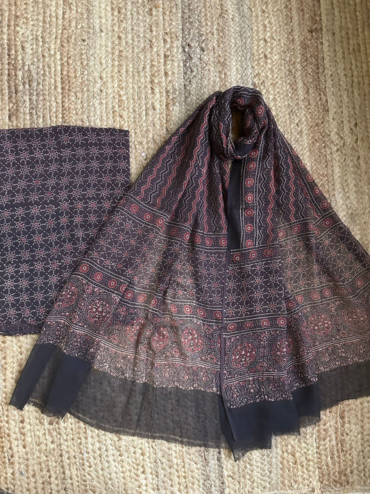 BROWN AJRAKH HANDBLOCK KOTA KURTA SET