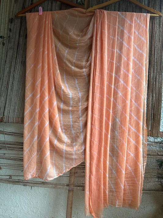 LIGHT PEACH LEHERIYA HANDCRAFTED CHIFFON SARI CL-71