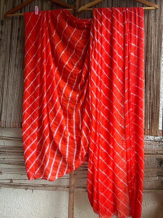 ORANGE LEHERIYA HANDCRAFTED CHIFFON SARI CL-63