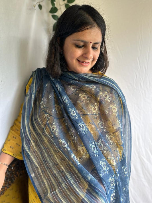 INDIGO KOTA AJRAK HANDCRAFTED DUPATTA