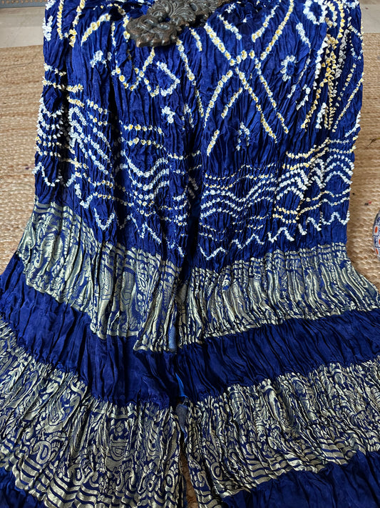 ROYAL BLUE SMALL BANDHANI DUPATTA IN GHARCHOLA DESIGN WITH NAKSHI BORDER