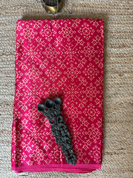 PINK PATOLA PRINT MASHRU SILK FABRIC MSF- 17