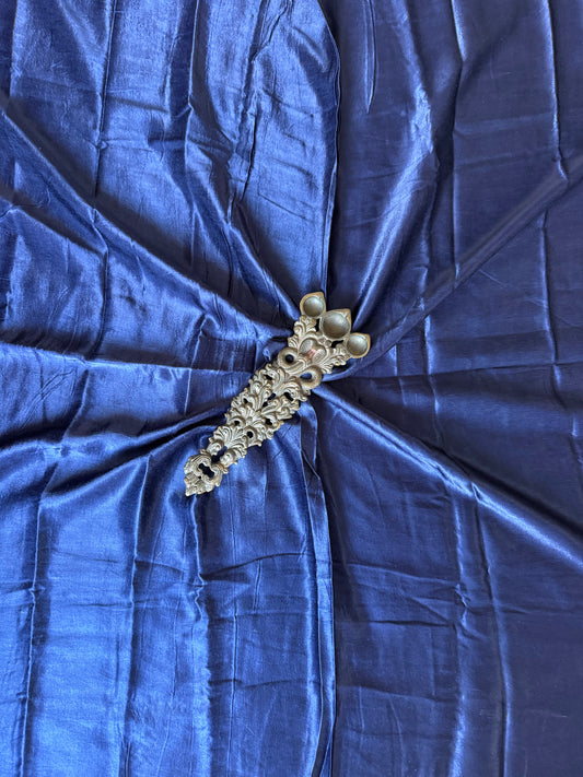 Blue solid mashru silk un stitched blouse piece