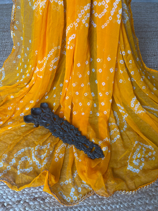 Fire yellow chiffon leheriya dupatta