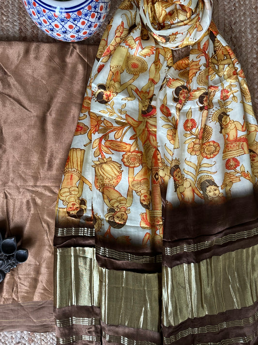 GOLDEN BROWN MASHRU SILK KURTA WITH PATOLA HANDCRAFTED MODAL SILK DUPATTA PS-65