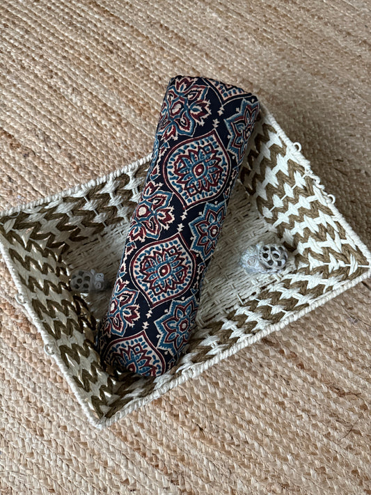 BLACK AJRAKH  MODAL HANDCRAFTED NATURAL DYE PRINTED FABRIC  MF-