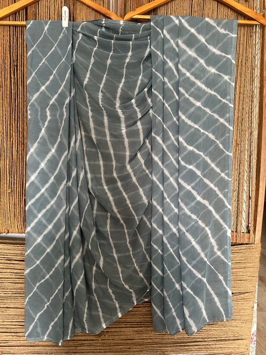 SLATE GRAY LEHERIYA CHIFFON SARI CL-1025
