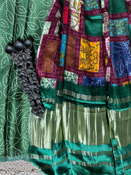 GREEN MASHRU SILK KURTA WITH PATOLA HANDCRAFTED MODAL SILK DUPATTA PS-20
