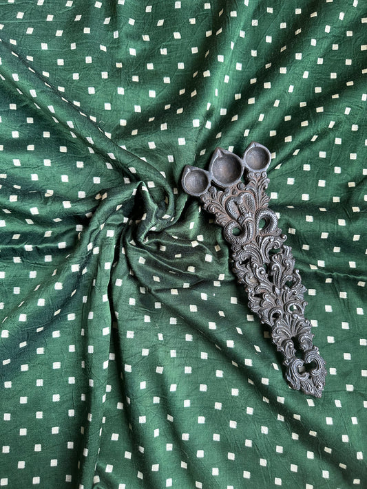 GREEN PRINTED MASHRU SILK UN STITCHED BLOUSE PIECE