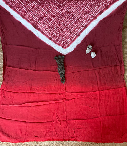Red ombré Modal  silk Shibori kurta/kaftan material
