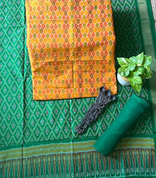 Honey Yellow raw silk ikkat hanwoven kurta with Bottom ikkat patola pure  silk handwoven dupatta