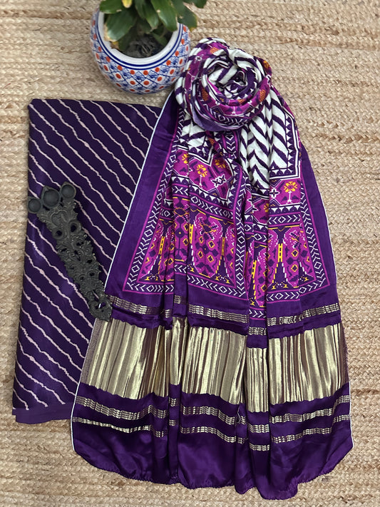 PURPLE MASHRU  SILK KURTA WITH PATOLA HANDCRAFTED MODAL SILK DUPATTA PS-10157