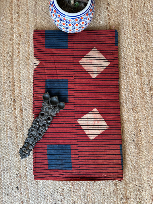MAROON AJRAKH HANDCRAFTED NATURAL DYE PRINTED FABRIC  CF - 25