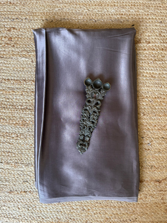 GREY SOLID MASHRU SILK FABRIC MSF- 14