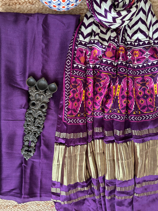 PURPLE MASHRU  SILK KURTA WITH PATOLA HANDCRAFTED MODAL SILK DUPATTA PS- 1015