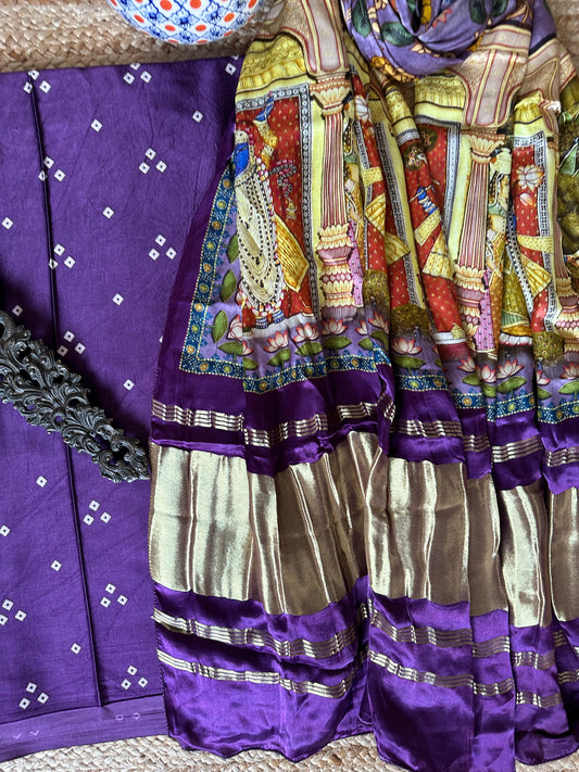PURPLE MASHRU  SILK KURTA WITH PATOLA HANDCRAFTED MODAL SILK DUPATTA PS-10139