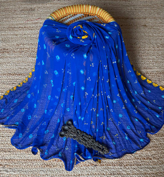 Sapphire Blue chiffon Bandhani dupatta
