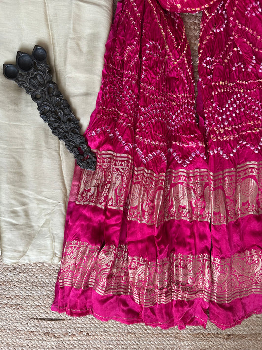 BEIGE MODAL SILK KURTA WITH GHARCHOLA HANDCRAFTED MODAL SILK DUPATTA PS-10149