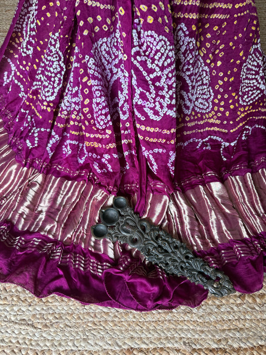 Multi rai bandhani gajji silk Handcrafted Gharchola dupatta
