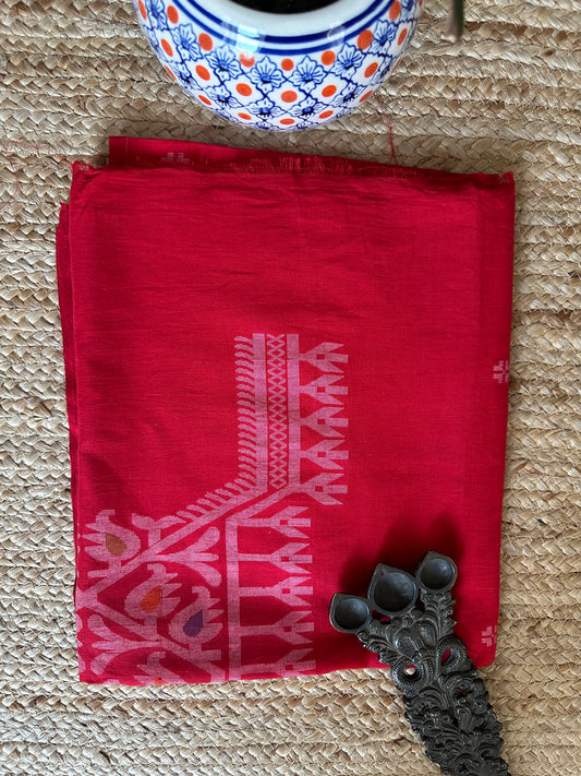 RED MULL JAMDANI KURTA