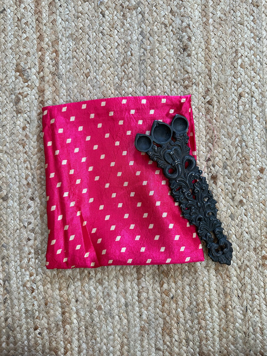 Pink printed mashru silk un stitched blouse piece