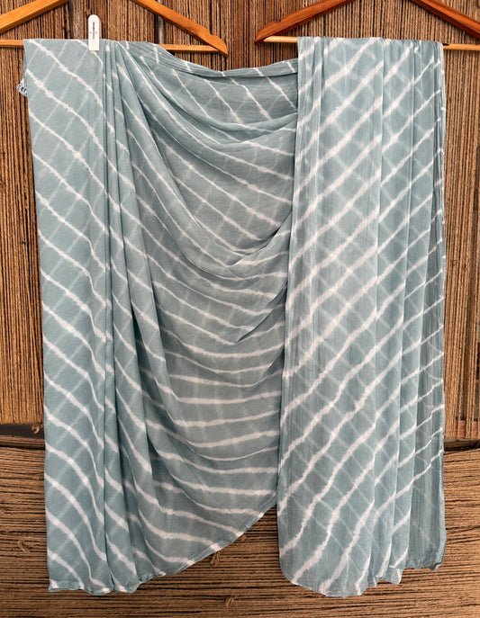 SMOKE GRAY MULTI LEHERIYA HANDCRAFTED  CHIFFON SARI CL -205